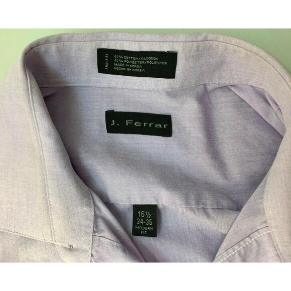 J. Ferrar Mens Lavender Button-Up Shirt 16.5 Neck Long Sleeve 34/35 Modern Fit - Picture 4 of 8